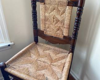 vintage wooden cane chair  spanish style