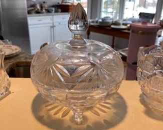 vintage Bohemian Crystal Pinwheel Star Design Candy Dish 