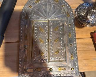 Vintage Punched Tin Mirror 