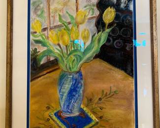 Yellow Tulips Oil Pastel 