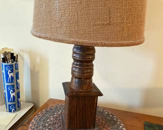 Wood Table Lamp with Jute Shade 