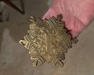 Gold Brass Snowflake Ornament 