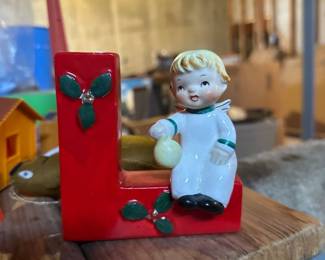 vintage 1956 NAPCO Noel Angels Happy Yuletide Quartet Candle Holders