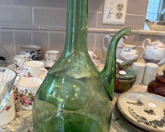 Green Glass Italian Decanter 