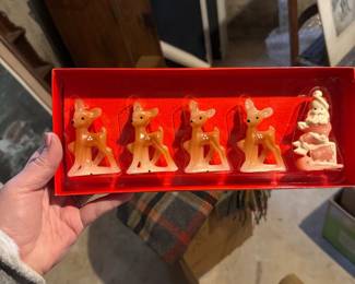 the vermont country store Santa and 4 Reindeer 3" 