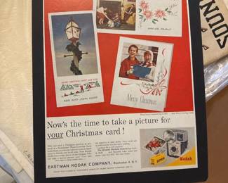 vintage 1960s Kodak Christmas Card Ad Framed 