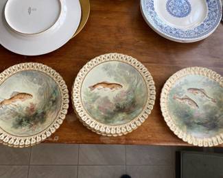 Antique Willets American Belleek Hand Painted Fish Plate c. 1880s 