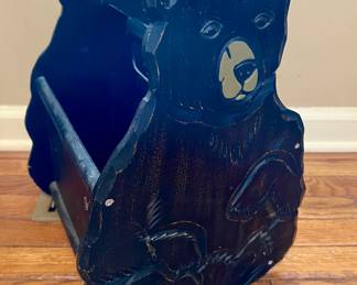 Wooden bear magazine rack