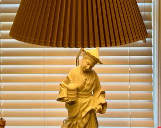 Vintage Chapman Porcelain Chinoiserie Blanc De Chine figural table lamp