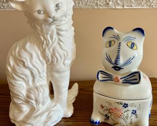 Hand painted cat figurines