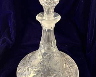 Etched crystal wine decanter