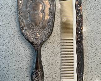 Victorian silver plate dresser set