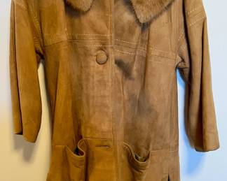 Highlands vintage suede coat with fur collar
