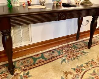 Dark wood entry way table