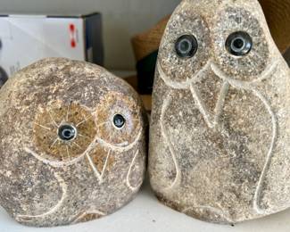 Rock owl figurines