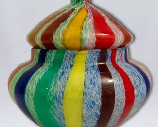 EmpoliStyle Colorful Blown Glass Circus Tent Compote 