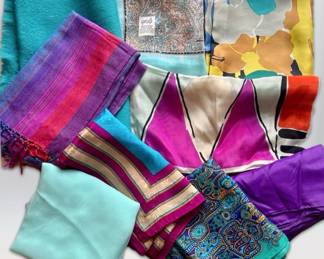 Purple, Blue, Pink Scarves  Polyester, Acrylic,  More