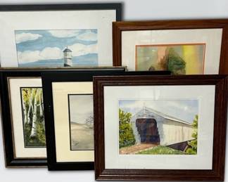 Five Framed Watercolor Paintings Of Landscapes By Mary F. Clifford