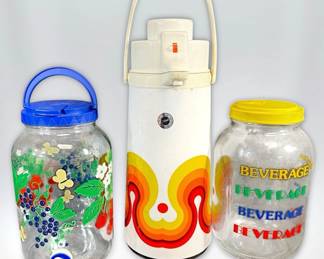 Groovy Vintage Drink Dispensers Glass Tea Jugs