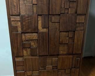 Lane Staccato Mid Century Modern Vintage Brutalist Armoire Chifferobe Dresser
64" height 38" width 19" Depth