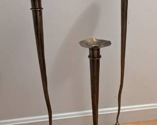 Tall Hammered Tapered Candlestick Holder
Trio 
Made in India 
29" height
24" height
19" height