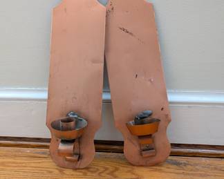 Copper Candle Sconce Pair
For tapered candles
17" height 4 1/2" width