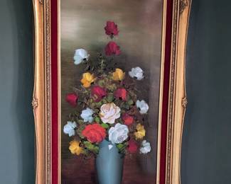 Vintage Original Signed Flower Oil Painting by Amy
17 3/4" width 
29 3/4" height
2 1/4" deoth