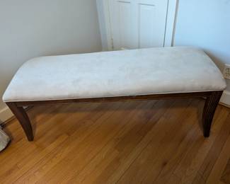 Padded Bench
Wood frame
Color:Beige
20 " height 53" length 18 1/2"depth 