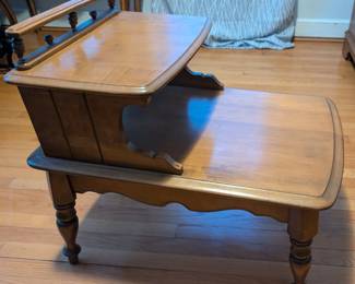 Bassett Mid Century Maple Wood Step End Table
26" height 27 1/2" length 18 1/2" width
