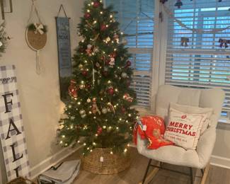 Christmas tree, rocking chair, Christmas decor