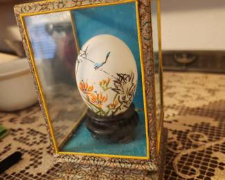 Hand painted egg in the case