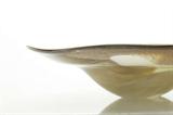 A hand blown art glass bowl by well known Ohio glass artist Robert Eickholt (Columbus, Ohio, 20th, 21st century), in earth tones, with a mottled, swirled design in a loose configuration, the piece cased in clear glass, in a biomorphic shape. Signed on the base, dated 2002.