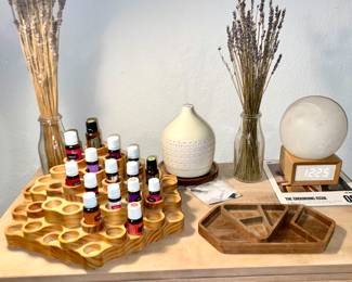 CHEST/DRESSER WITH  YOUNG LIVING ESSENTIAL OILS, SUPPLIES, STORAGE TRAY, DIFFUSERS AND MORE 