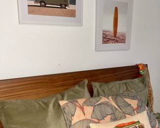 QUEEN BED WITH HEADBOARD, MATTRESS, FRAME -SURFER & CALIFORNIA BEACH DECOR THEME 