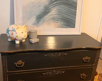REFINISHED DRESSER WITH SURF ART 