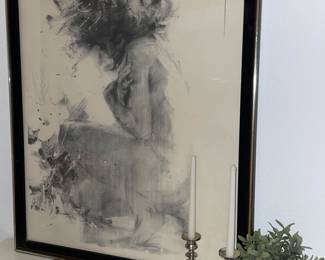 AFTER MURRAY, SIGNED , OFFSET LITHOGRAPH - "CROUCHING FEMALE NUDE "   36X 36   B/W ART - $200  