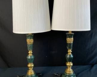 Green Marble Brass Lamps 