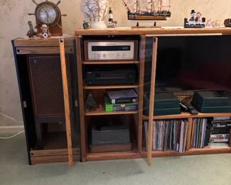 vintage JBL speakers, records, receivers