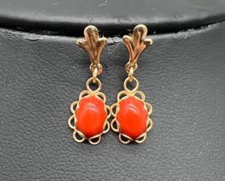 14 Karat Gold Earrings with Semi Precious Stones
