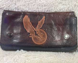 Eagle Engraved Leather Chain Wallet
