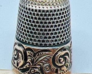Antique Victorian 14K Gold & Sterling Silver MKD Ketcham McDougal Thimble
