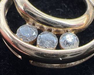 14K Gold Pendant with Three Channel Set Diamonds
