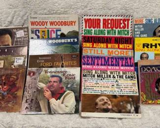 (16) Albums Feat - Mitch Miller
Albums also include but not limited to - Homer and Jethro, Tennessee Ernie Ford, Woody Woodbury, and Donovan. Sleeves were not checked on album quality or if album matches skin. 
