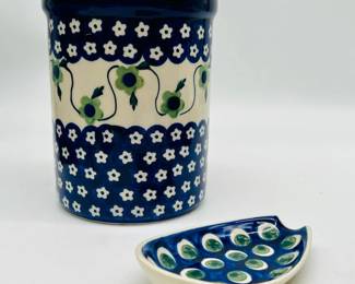 (2) Polish Pottery Stamped Boleslawiec Hand Made in Poland
