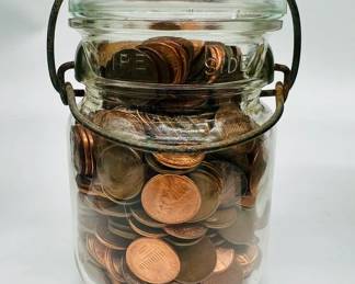 Unsearched Jar of Lincoln Pennies - Sold As Found
