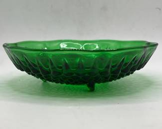 (2) Green Depression Glass Bowls ft. Anchor Hocking Emerald English Hobnail
