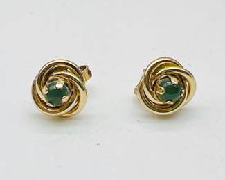 14 Karat Gold Jade Earrings
