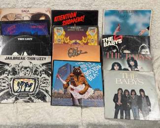 (12) Albums Feat - The Babys And Thin Lizzy
Albums include but not limited to - Saga, Thin Lizzy : Bad Reputation Black Rose Jailbreak Johnny the Fox, Best of Boston Beat, The Babys : Broken Heart Union Jacks Head First, etc. album skins were not checked to see if albums match or condition of vinyl. 