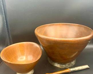 MCM Sterling & Genuine Mahogany Salad Set
