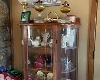 vintage china hutch & collectible dishes